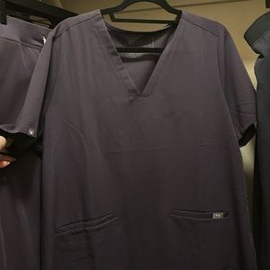 Women’s Fugs Casma three pocket scrub top in Purple Shadow
